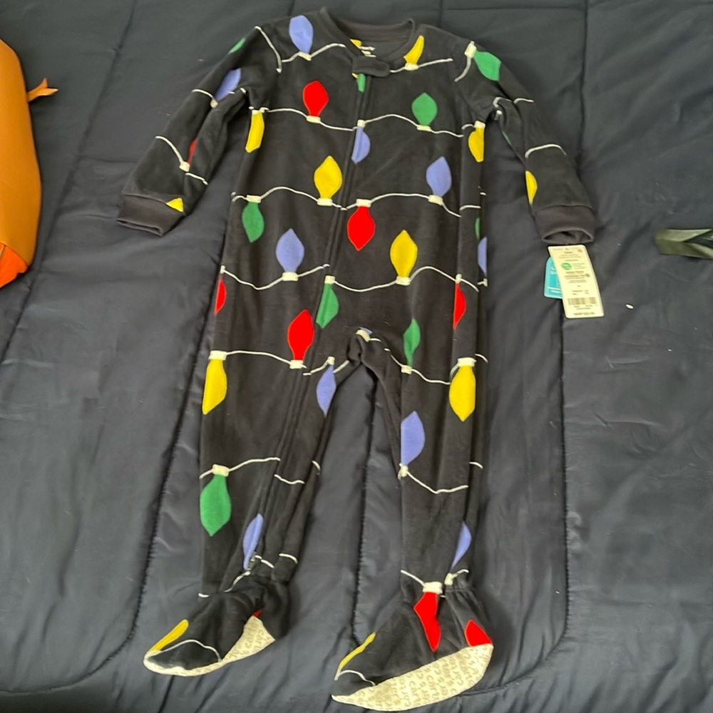 NWT. Carters Christmas fleece zip-up PJs. Size 24 months